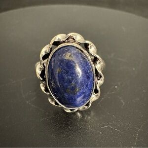 Sterling Silver Lapis Lazuli Ring 925 Oval Lapis Cabochon